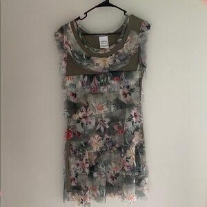 Tiered floral green sleeveless‎ scoop neck #fairycore dress